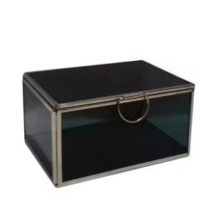 Boîte à bijoux en métal avec cadre en verre, boîte à bijoux de haute qualité, artisanale, décorative, de luxe - Product Image 2