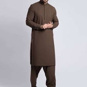 Nouvel ensemble de 2 pièces Salwar Kameez pakistanais 2026 pour homme, en polyester, formel, longueur genou, anti-humidité et respirant - Product Image 5