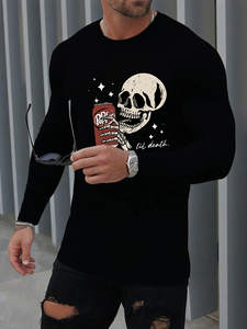 Camiseta de manga <span class=keywords><strong>larga</strong></span> de algodón de calidad superior para hombre, ropa informal de ajuste cómodo, estampado gráfico único '<span class=keywords><strong>Til</strong></span> Death Skull Soda novedad - Product Image 3