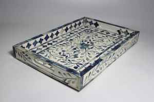 Bandeja de Servir de Madera con Base de Vidrio Impresa, Bandeja Rectangular Decorativa con Asas para Hotel, Restaurante y Hogar - Product Image 4