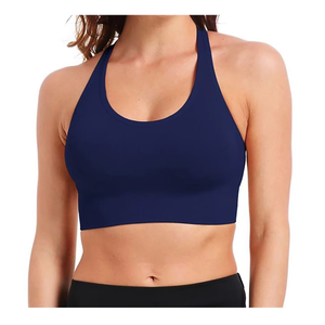 Women's Simple Halter Neck Sports <b>Bra</b> Breathable Active Wear Fitness <b>Bra</b> Made in Pakistan Washed Technique - Product Image 1