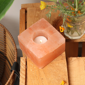 Natural Himalayan Rock Salt Dice Tealight <b>Candle</b> Holder Square Shape Home Decore & <b>Spa</b> Wellness Holistic Healing Environment - Product Image 3