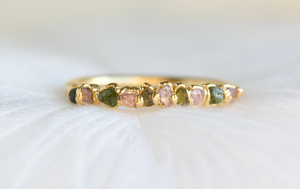 Bague en argent sterling plaqué or faite à la main Multi tourmaline brute Rin Gems Taille libre et forme mixte Bijoux impressionnants pour elle - Product Image 2