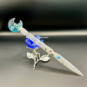 Wholesale Handcrafted Selenite Blue Opalite Crescent Moon <b>Wand</b> Feng Shui Wire Wrapped Polished <b>Crystal</b> Magic Stick Mascot Pillar - Product Image 1
