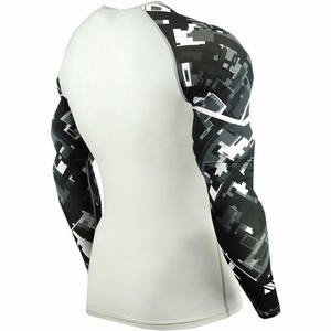 Rash Guard respirant à manches longues de haute qualité pour hommes, teint uni, couleur unie, sport, course à pied, boxe, vêtements d'arts martiaux - Product Image 6