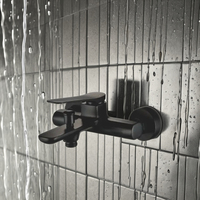 Mitigeur de baignoire en cuivre à poignée unique Robinet de douche mural en laiton noir Robinet de salle de bains Hôtel Appartement