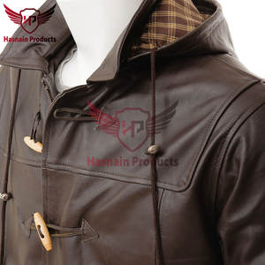 Duffle Coat en cuir marron pour hommes de qualité supérieure Vêtements d'extérieur d'hiver classiques à la mode pour messieurs - Product Image 2