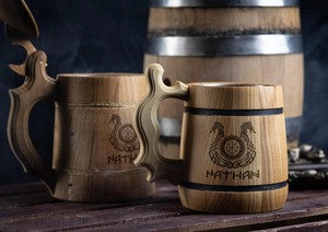 ถ้วยกาแฟไม้แบบชนบททำด้วยมือจานรองถ้วยไม้ไผ่คู่สำหรับของขวัญวันครบรอบแต่งงานวันเกิด - Product Image 3