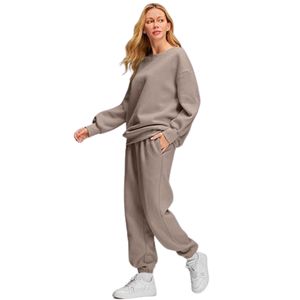 Pantalones de chándal holgados de 2 piezas de otoño e invierno personalizados para mujer, sudadera de gran tamaño, conjuntos de salón de invierno transpirables, tejido con bolsillos - Product Image 3