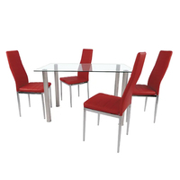 Ensemble de table à manger moderne de luxe en gros avec plateau en verre et pieds en métal, 6 chaises en cuir PU pour la maison et l'hôtellerie