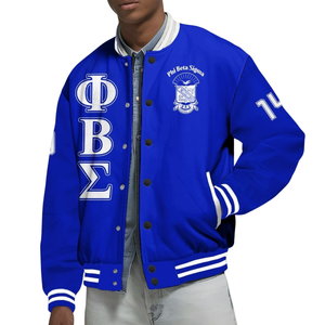 Phi Beta Sigma 1914 Bleu Blanc Grec Vie Varsity Letterman Veste Fraternité Chenille Broderie Collège Veste - Product Image 1