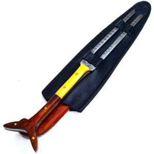 Wholesale 11\" Japanese Damascus Steel Fixed Blade Steak <b>Knife</b> <b>Fork</b> <b>Set</b> Handmade for Outdoor Camping Usage Low Price Factory - Product Image 5