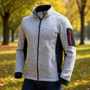 Promotional CHRISTOPH Knit <b>Fleece</b> <b>Jacket</b> in M Size <b>Grey</b>/Black Color Hoodies & Sweatshirts - Product Image 3
