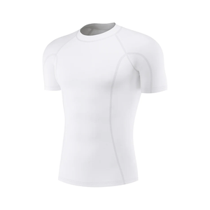 Gym <b>compression</b> t shirt for <b>men</b> stretch fabric slim fit breathable running training <b>top</b> - Product Image 3