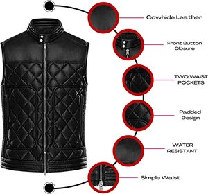 Chaleco de Motocicleta de Cuero Genuino Transpirable Personalizado al por Mayor para Hombre, Ropa Exterior de Invierno de Buena Calidad - Product Image 2