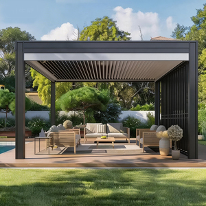 Cabane de piscine en aluminium avec persiennes, porte d'intimité pour la douche, banc de vestiaire, rangement, mobilier d'extérieur, porte-serviettes, chaises longues - Product Image 1