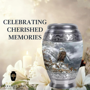 Urna de cremación de aluminio hecha a mano, urnas de cremación con diseño de águila con revestimiento Meena, recuerdo elegante (3 Cu) y Urna grande (220 Cu) - Product Image 4