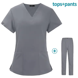 Uniforme de enfermería personalizable de tela de punto negro de manga corta para hospital unisex OEM - Product Image 5