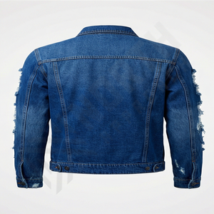 Chaqueta Vaquera para Hombre, Estilo Hip Hop Vintage Desgastado, Diseño Personalizado, Cuello Alto, Logotipo Frontal, Resistente al Viento, Ropa Urbana de Alta Calidad - Product Image 2