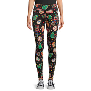 Leggings de yoga pour femmes à taille haute, imprimé Noël, longueur intégrale, extensibles dans les quatre sens, en spandex et polyester, avec design appliqué - Product Image 1