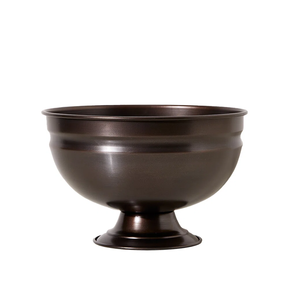 Tazón de servicio de lujo de aluminio con diseño de pedestal moderno en acabado metálico y exterior texturizado - Product Image 4