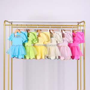 Girls Chiffon A-Line Dress <b>Puff</b> Sleeve Square Collar Ruffles Mini Summer Cute OEM ODM Custom Style Size Logo Pattern - Product Image 3