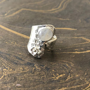 925 Sterling <b>Silver</b> Wide Band <b>Ring</b> Featured Natural Moonstone <b>Statement</b> Jewelry for Unisex Handmade Bulk Supply - Product Image 1
