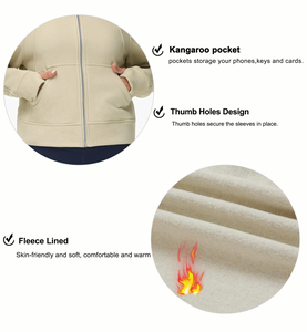 Service OEM Sweats à capuche avec impression bouffante de logo personnalisé Sweats à capuche avec fermeture éclair sur tout le visage vierge Sweats à capuche respirants anti-boulochage pour femme - Product Image 4