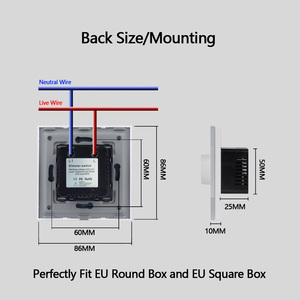 European Wall <strong>Fan</strong> Speed <strong>Controller</strong> with Glass Frame | Rotary Knob Dimmer <strong>Switch</strong> - Product Image 4