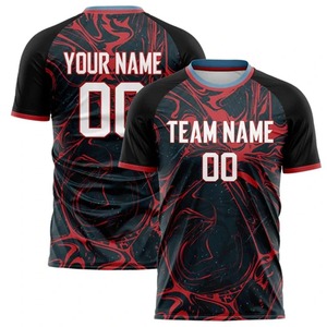 Nom d'équipe personnalisé numéro nom Football T-shirt personnalisé bricolage O cou noir sport t-shirts lâche séchage rapide uniformes d'équipe - Product Image 2
