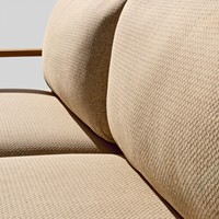 Modernes Umweltfreundliches Langlebiges 2-Sitzer Teak Outdoor-Gartensofa mit Weichen Stoffkissen für Villa Wohnzimmer Fitnessstudio Balkon Lager