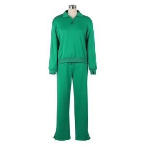 Conjunto de dos piezas de sudadera para mujer, ropa deportiva gruesa de lana, ropa de invierno holgada de talla grande, chaquetas, pantalones de pierna ancha, chándal - Product Image 4