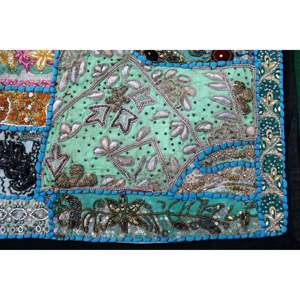 Tapisserie murale indienne bohème brodée à la main en coton à motif abstrait pour décoration intérieure et extérieure, Noël, bleu - Product Image 3