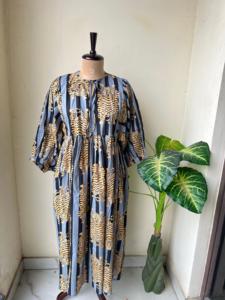 Vestido caftán con estampado de animales indios, ropa de playa Maxi de algodón suave, ropa de dormir larga, vestidos informales para el verano S a 3XL - Product Image 3