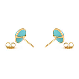 Pendientes de Turquesa con Cabujón Fino, Producto en Oferta, Oro Amarillo Real K18, Piedra de Nacimiento de Diciembre, Regalo para Ella, Joyería - Product Image 6