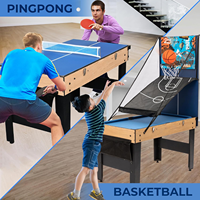 Table de jeu multiple 6 en 1 de 48 po pour arcade intérieure et extérieure avec piscine, air hockey, baby-foot et basket-ball.