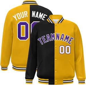 Veste de baseball unisexe en laine avec logo personnalisable et patchs en chenille brodés, col montant vintage Letterman Varsity High Street - Product Image 1