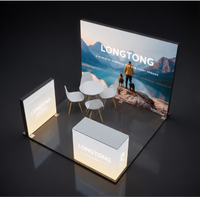 Stand d'exposition modulaire compatible avec le système Lightbox, assemblage rapide sans outils, réutilisable, en aluminium SEG et tissu.