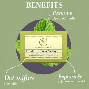 Jabón de té verde natural Khadi 125g jabón antioxidante a base de hierbas hecho a mano para una piel refrescante y brillante - Product Image 4