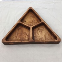 Verdeelde Teak Dienblad Hout Hapjes Serveren Gerecht Huishouden 4 Compartimenten Snack Droge Fruitplaat Snoepschaal