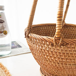 Panier de fleurs avec poignée pour cadeau de fruits, décor de table, vente en gros, paniers en rotin faits à la main de meilleure qualité - Product Image 3