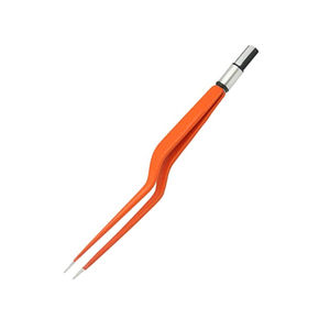Pince à coagulation bipolaire de haute qualité pointe baïonnette incurvée, revêtement orange, acier allemand avec broche, pince bipolaire - Product Image 6