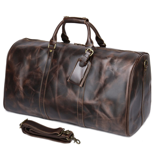 Men Women Leather Duffel <b>Bag</b> Custom Logo Large <b>Carry</b> <b>on</b> <b>Bag</b> Travel Tote Genuine Leather Duffel <b>Bag</b> With Custom Pockets - Product Image 1
