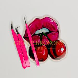 Pince à épiler professionnelle GETUP BROSONS IMPEX en acrylique rose vif, pointe en fibre, Cherry Kiss Tiles, multifonctionnelle, formes variées - Product Image 1