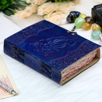 Carnet de sorts en cuir gaufré Dragon 7x5 fait main, journal créatif vierge avec papier coton, cadeau vintage pour lui et elle