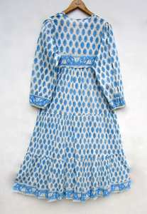 Bloc de coton imprimé robe femmes porter main bloc imprimé longue robe été porter décontracté tunique ample et coupe confortable robe - Product Image 2