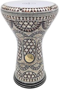 Gawharet El Fan 17,5 pouces, doumbek égyptien professionnel en argent et ambre perlé, darbuka - Product Image 3