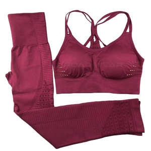 Ensemble de yoga pour femmes personnalisé et élégant, tenue de fitness de qualité supérieure, sans manches, 2 pièces, skinny, uni, décontracté, court - Product Image 2