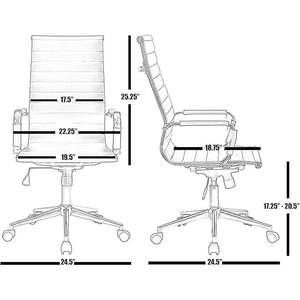 Set di 10 Sedie Direzionali da Conferenza con Schienale Alto, Design Contemporaneo, in Metallo Cromato e Pelle PU, Seduta Girevole Regolabile - Product Image 3