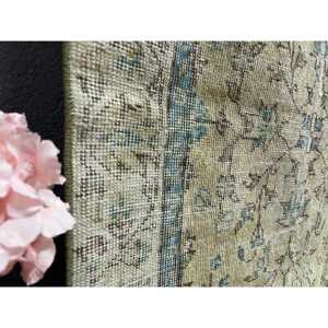 Alfombra Turca Vintage de 4.5x7.9 pies, Alfombra Azul de Lana Marroquí - Product Image 5